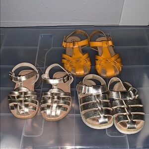 Baby girl Sandals - Gold and Tan bundle of three size 5,7,8